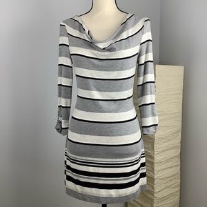 NWT WHBM Grey Multi Striped Tunic